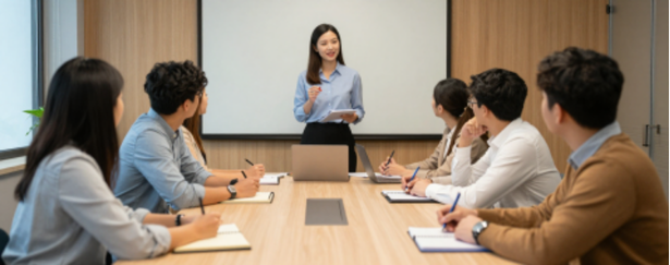 Staff training session in a conference room